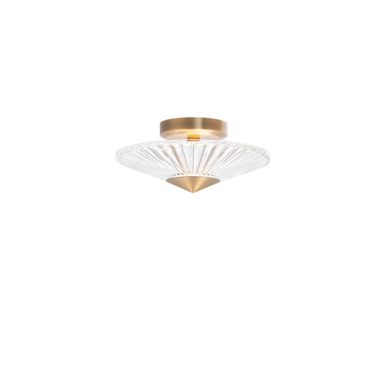 Aged Brass Crystal LED Indoor/Outdoor Flush Mount Light