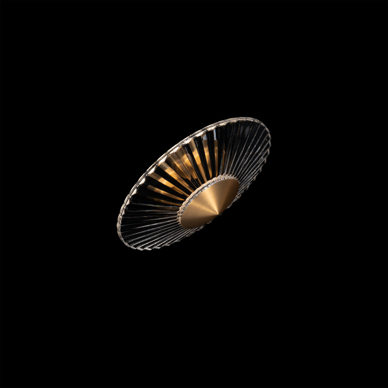 Aged Brass Crystal LED Indoor/Outdoor Flush Mount Light