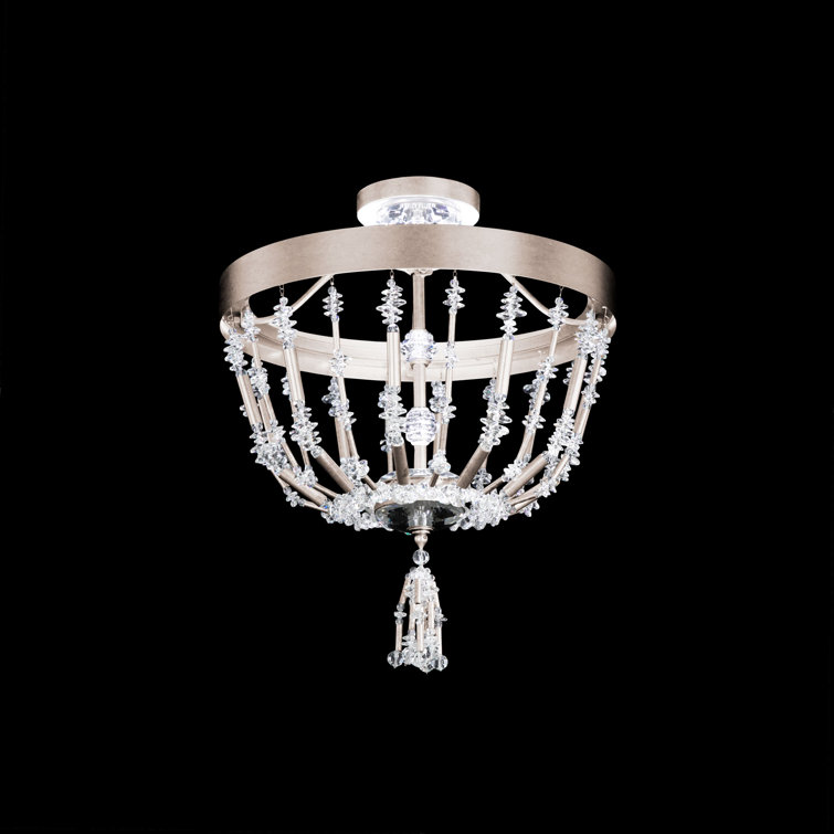 Bali 16" Antique Silver Optic Crystal LED Semi Flush Mount