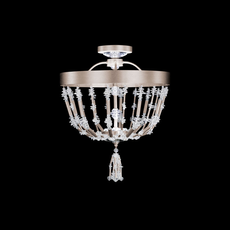 Bali 16" Antique Silver Optic Crystal LED Semi Flush Mount