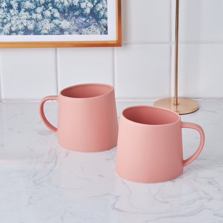 Terracotta Ceramic Minimalist Mug Set, 12 oz, Set of 6