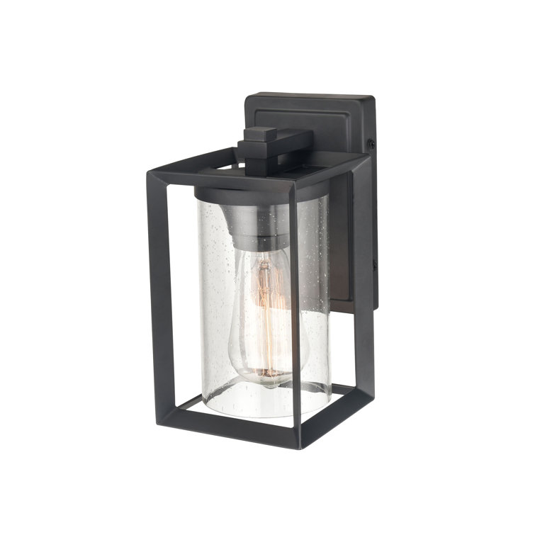 Wheatland 10'' Black Outdoor Wall Lantern with Clear Seeded Glass
