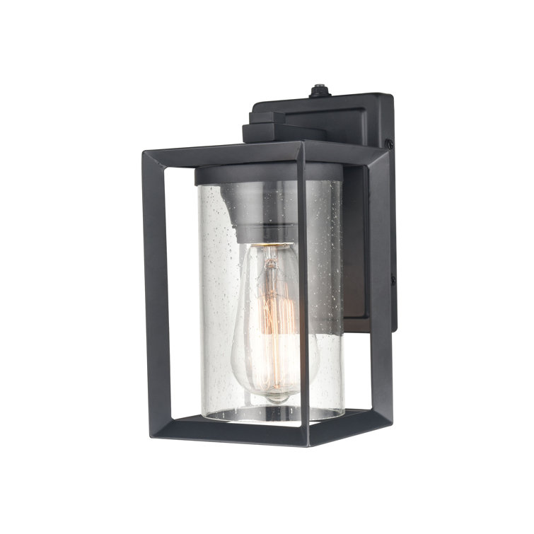 Wheatland 10'' Black Outdoor Wall Lantern with Clear Seeded Glass