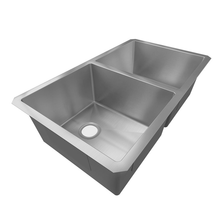 Sinber 32" Stainless Steel Double Bowl Drop-In Kitchen Sink