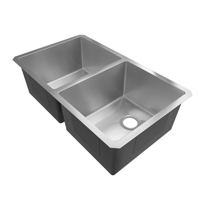 Sinber 32" Stainless Steel Double Bowl Drop-In Kitchen Sink
