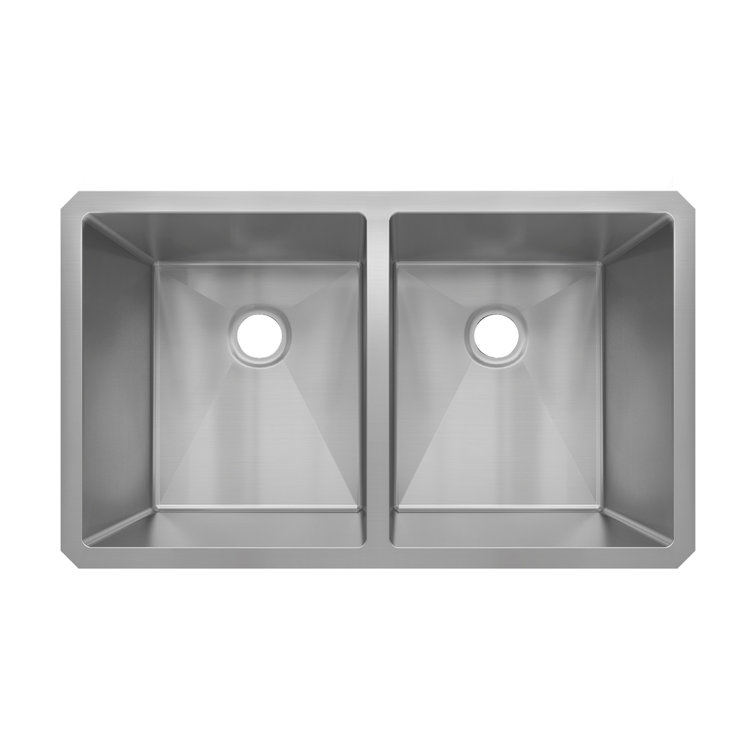 Sinber 32" Stainless Steel Double Bowl Drop-In Kitchen Sink