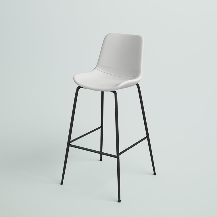 Byron Contemporary White Leather & Metal Bar Stool