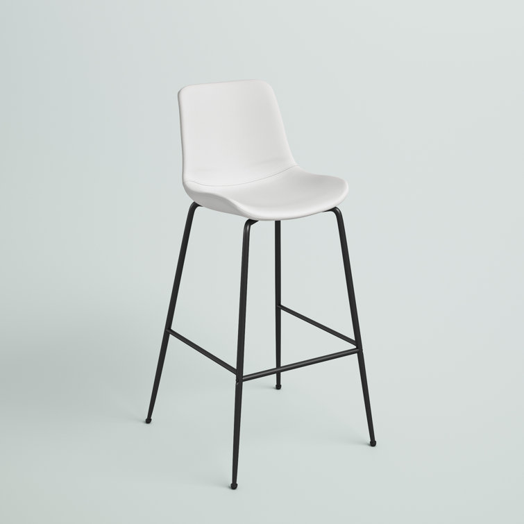 Byron Contemporary White Leather & Metal Bar Stool