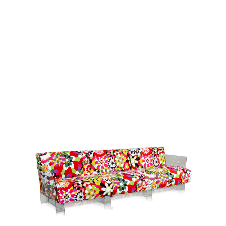 Pop Missoni Vevey Red Floral Three-Seater Sofa with Clear Accents
