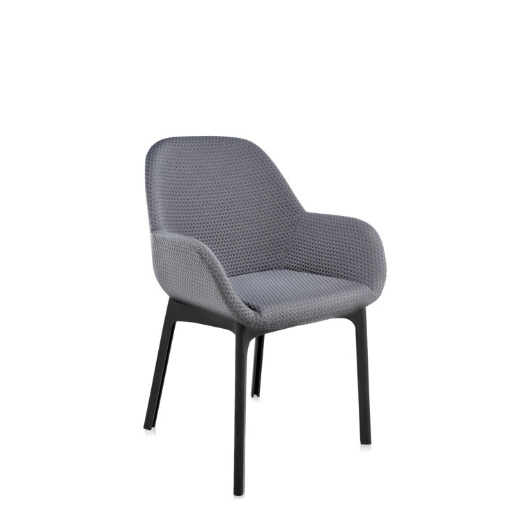 Elegante Urquiola White and Black Leather-Plastic Floral Armchair
