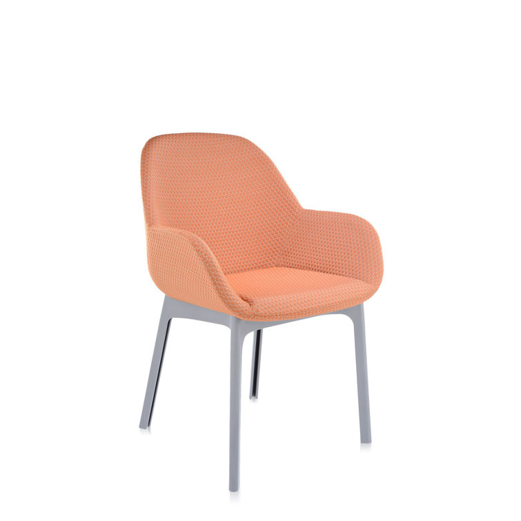 Elegante Urquiola White and Black Leather-Plastic Floral Armchair