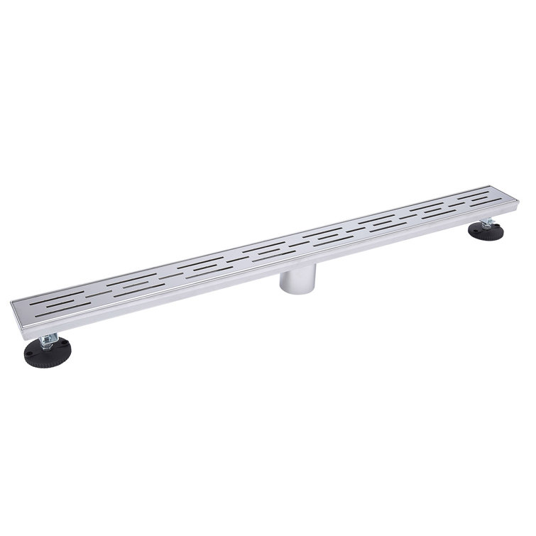 24" Polished Chrome Linear Shower Drain with Offset Grate