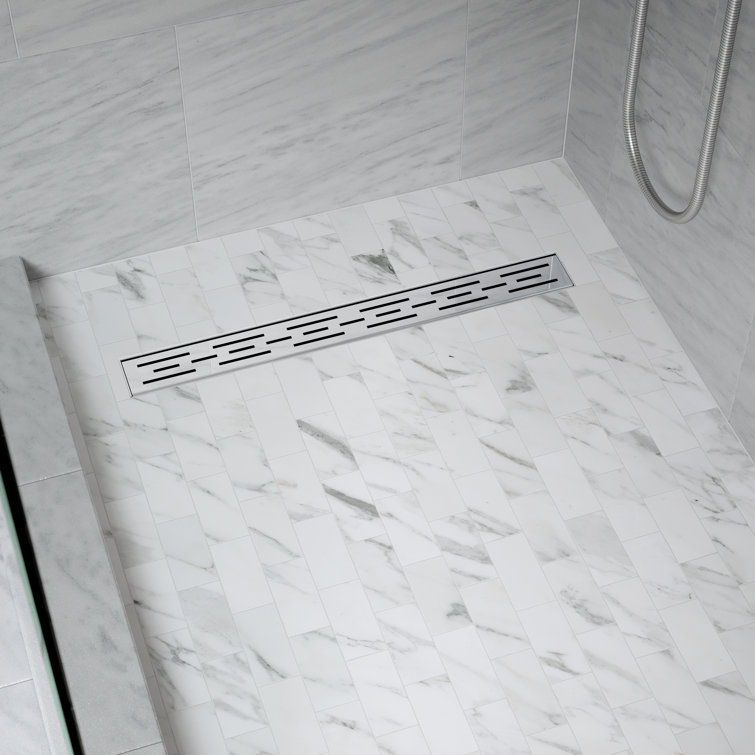 24" Polished Chrome Linear Shower Drain with Offset Grate