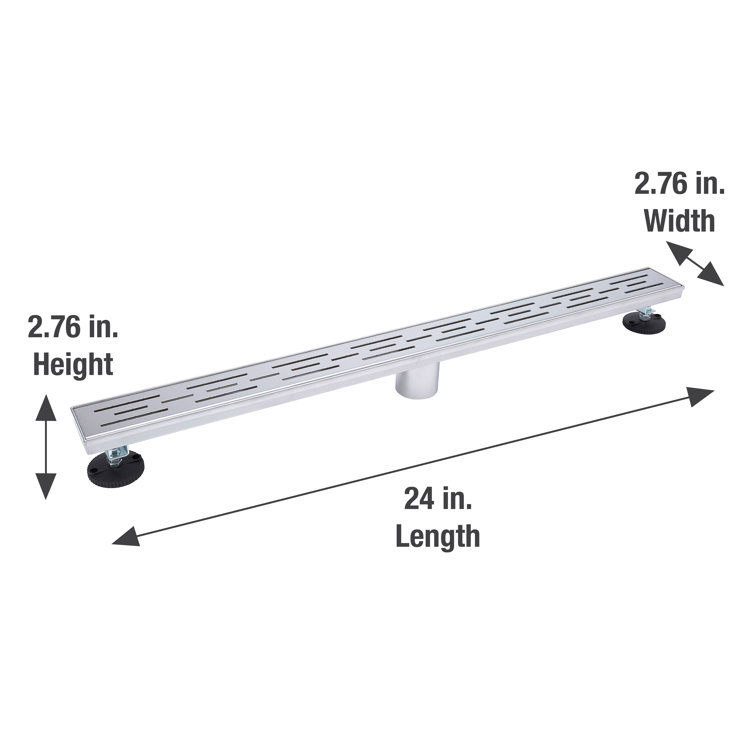 24" Polished Chrome Linear Shower Drain with Offset Grate