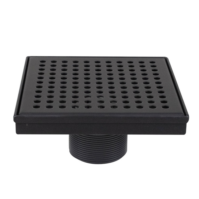 Matte Black 6" Square Stainless Steel Shower Drain