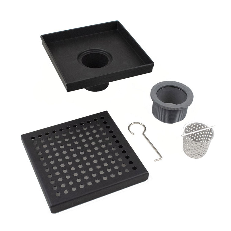 Matte Black 6" Square Stainless Steel Shower Drain