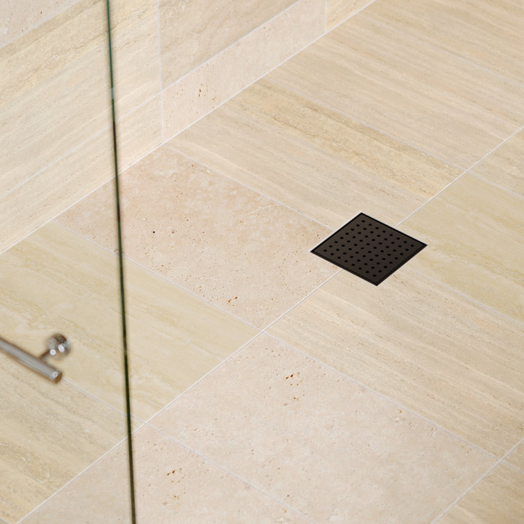 Matte Black 6" Square Stainless Steel Shower Drain
