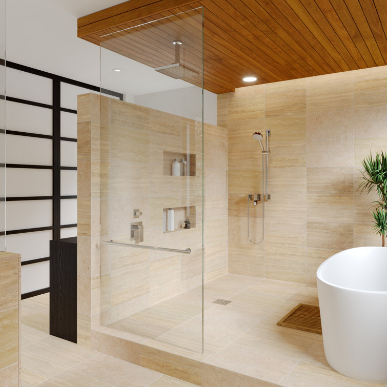 6" Brushed Nickel Square Shower Drain with Tile-In Pattern