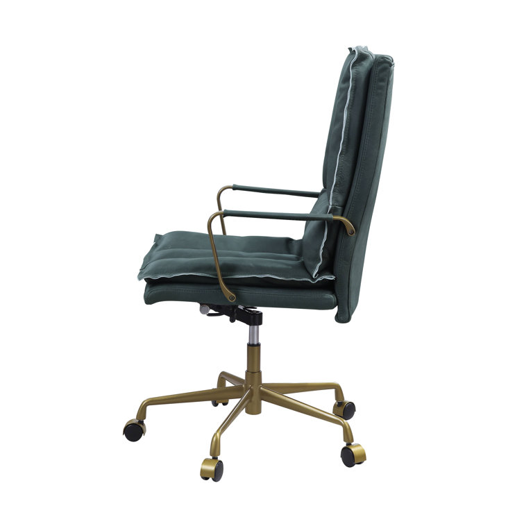 Luxurious Dark Green Top Grain Leather Executive Swivel Chair