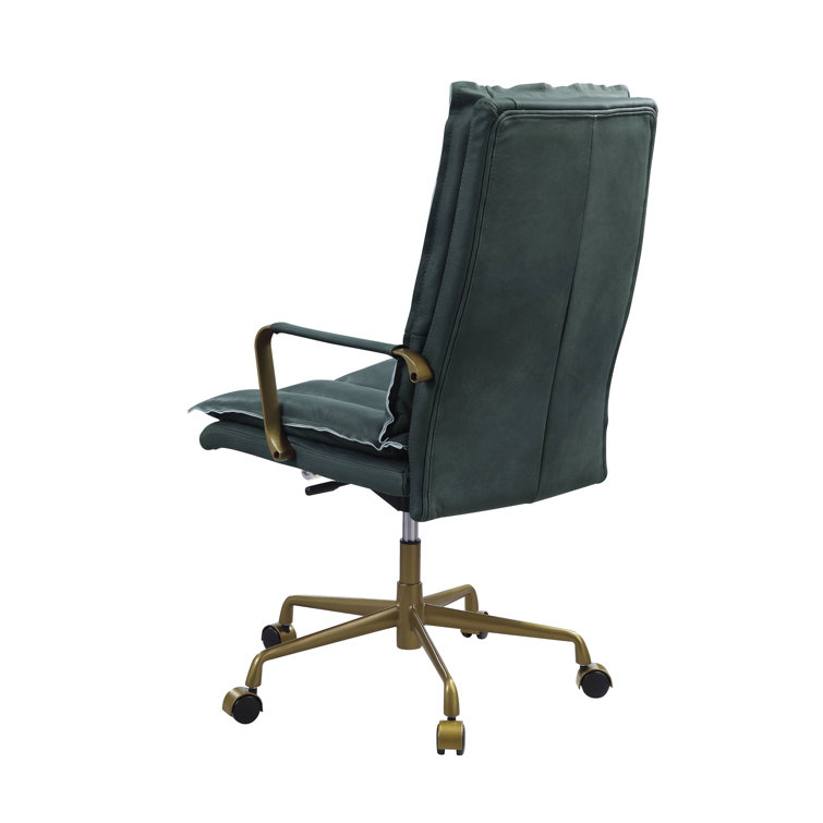 Luxurious Dark Green Top Grain Leather Executive Swivel Chair