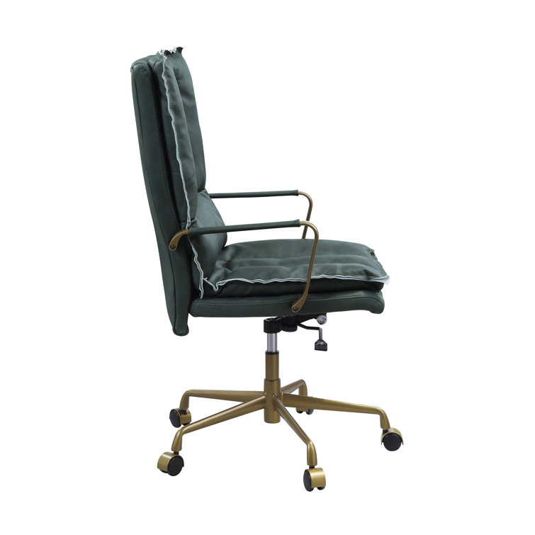 Luxurious Dark Green Top Grain Leather Executive Swivel Chair