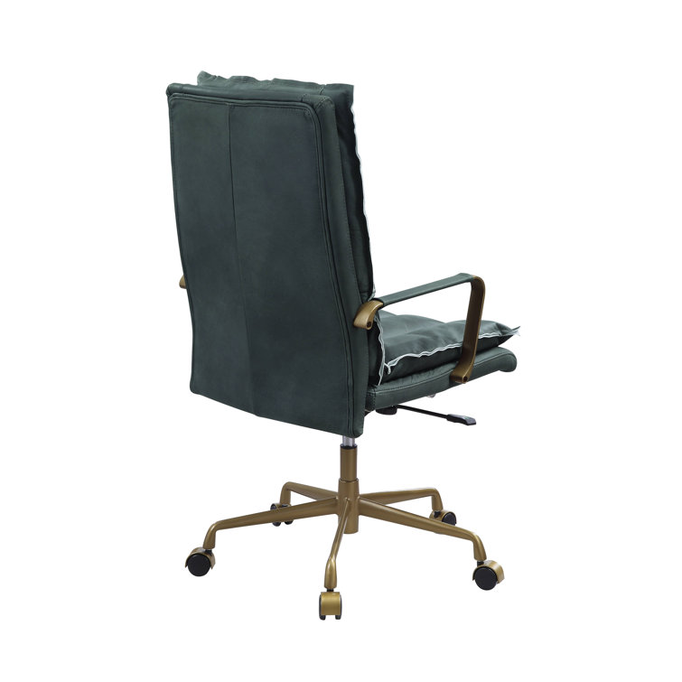 Luxurious Dark Green Top Grain Leather Executive Swivel Chair