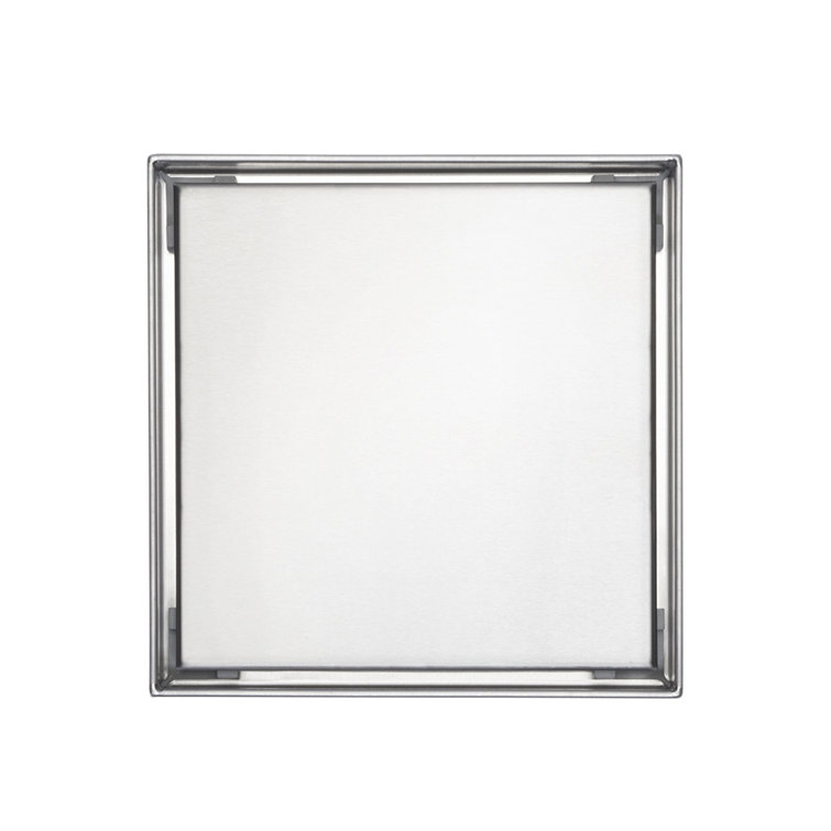 6" Brushed Nickel Square Shower Drain with Tile-In Pattern
