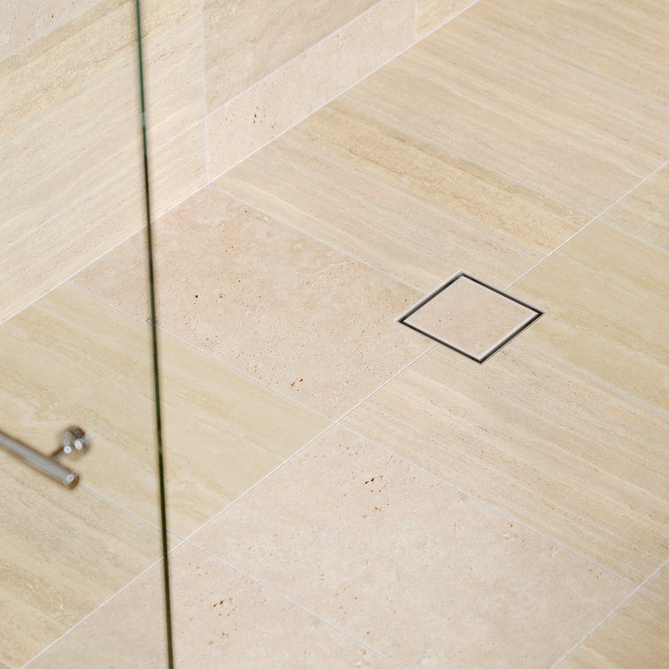 6" Brushed Nickel Square Shower Drain with Tile-In Pattern