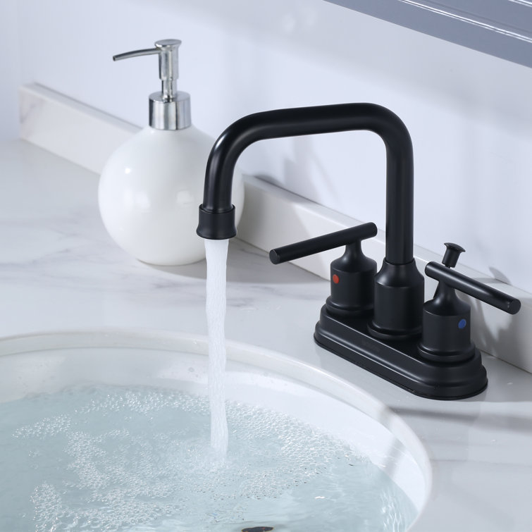 Matte Black Nickel 2-Handle Centerset Bathroom Faucet with Easy Install Drain