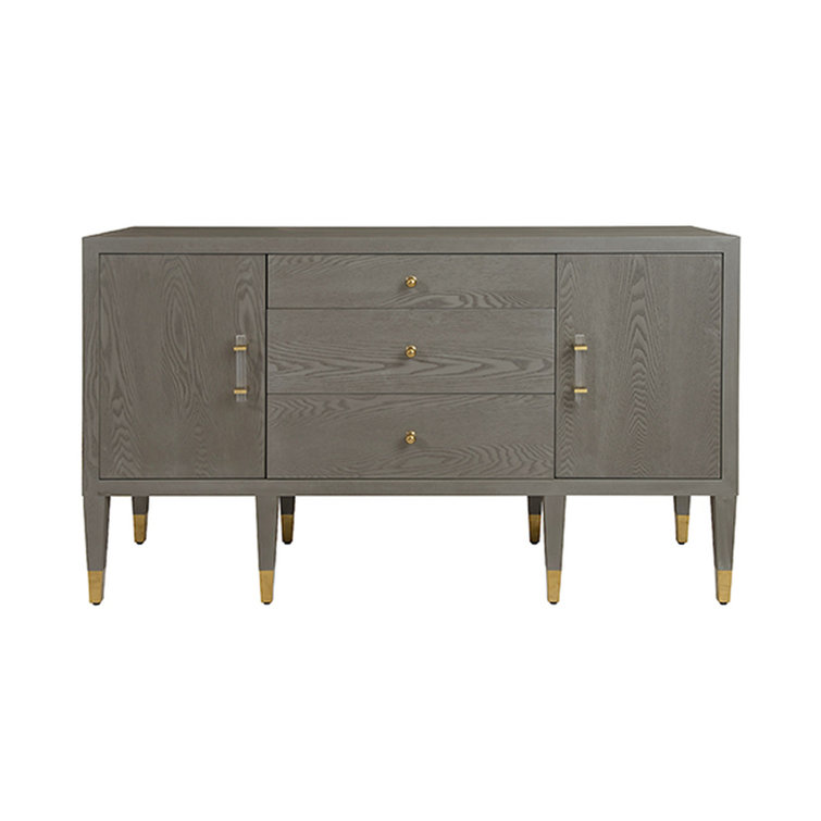 Javon 58'' Gray Solid Wood Sideboard with Brass Accents
