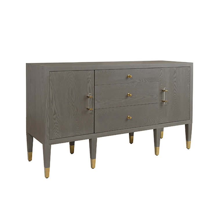 Javon 58'' Gray Solid Wood Sideboard with Brass Accents