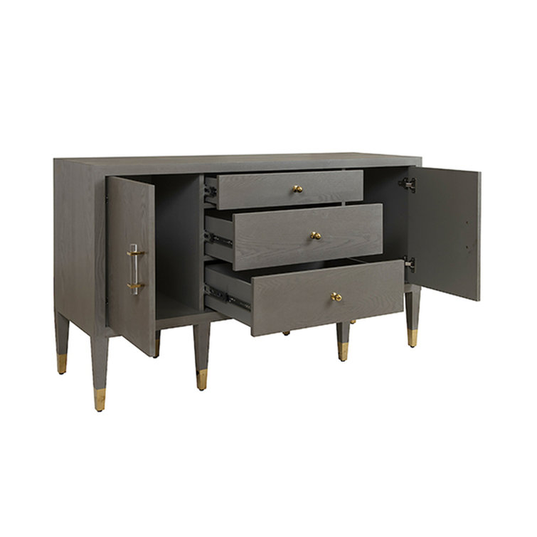 Javon 58'' Gray Solid Wood Sideboard with Brass Accents