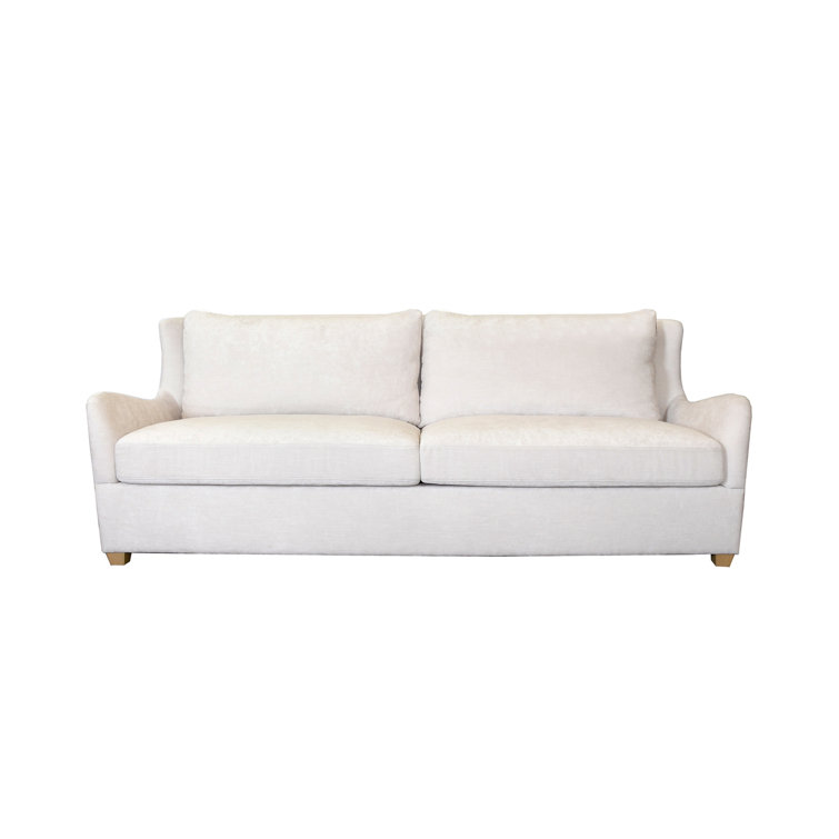 Kaleb 92.5'' White Velvet Upholstered Sofa