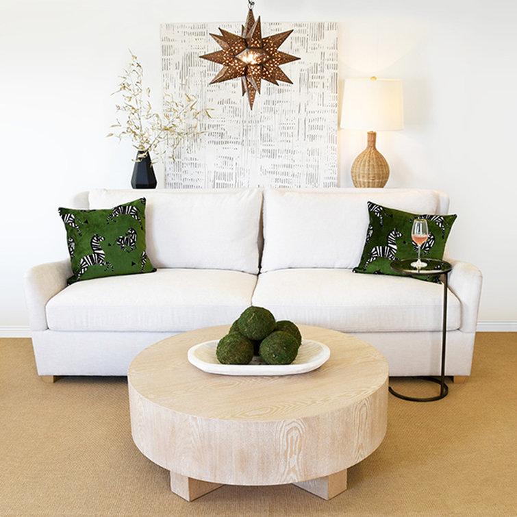 Kaleb 92.5'' White Velvet Upholstered Sofa
