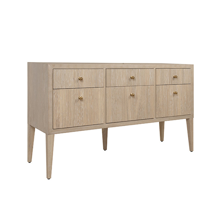 Assis Contemporary Beige 58'' Solid Wood Sideboard with Brass Knobs