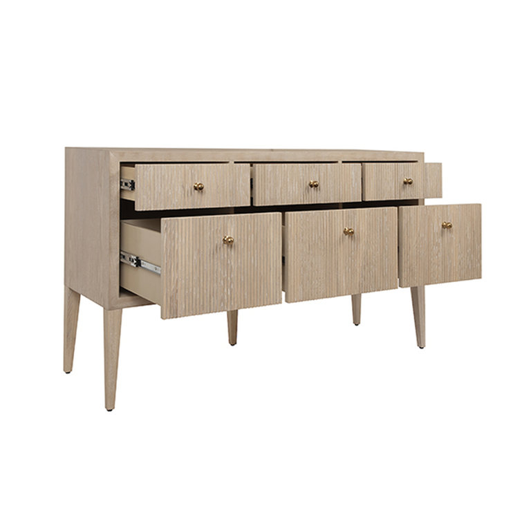 Assis Contemporary Beige 58'' Solid Wood Sideboard with Brass Knobs