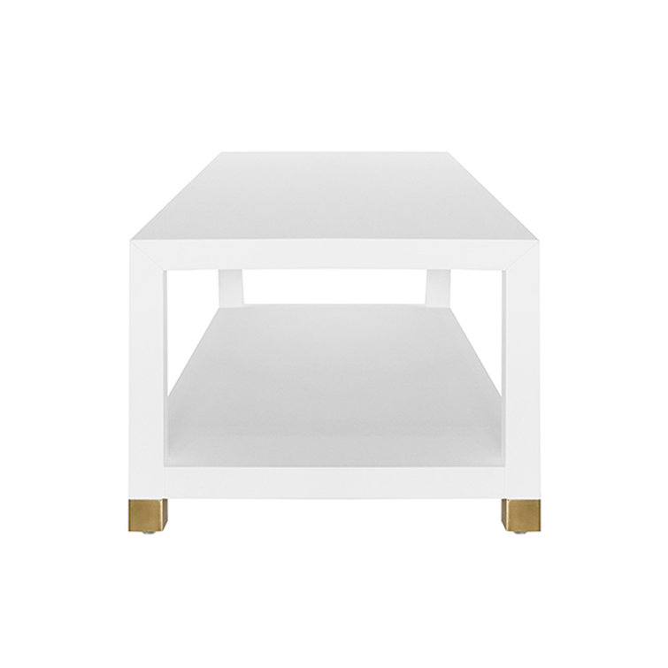 Contemporary Matte White 50" Rectangular Wood and Metal Coffee Table