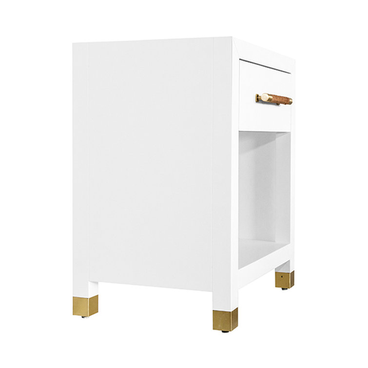 Modern Matte White Lacquer Round End Table with Storage