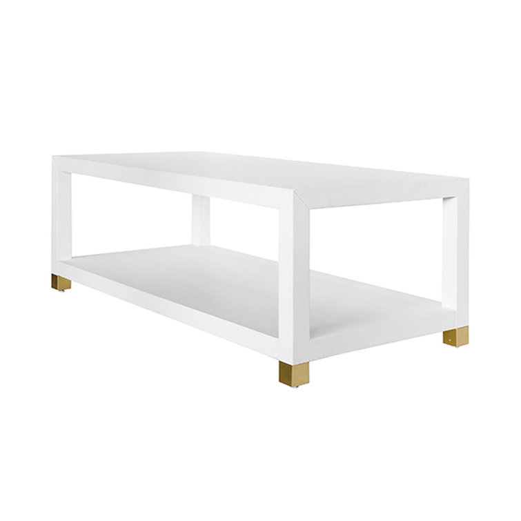 Contemporary Matte White 50" Rectangular Wood and Metal Coffee Table