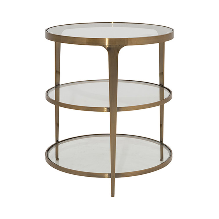 Contemporary Vienna 22" Gold Metal & Glass Round End Table