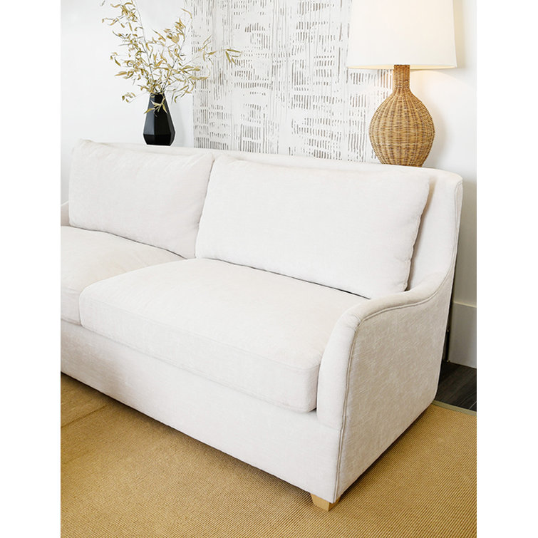 Kaleb 92.5'' White Velvet Upholstered Sofa