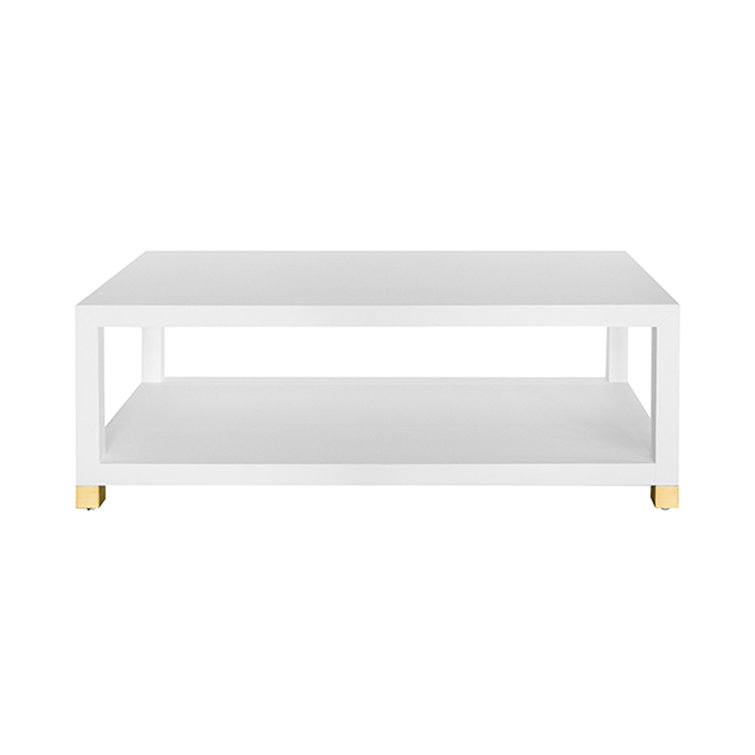Contemporary Matte White 50" Rectangular Wood and Metal Coffee Table