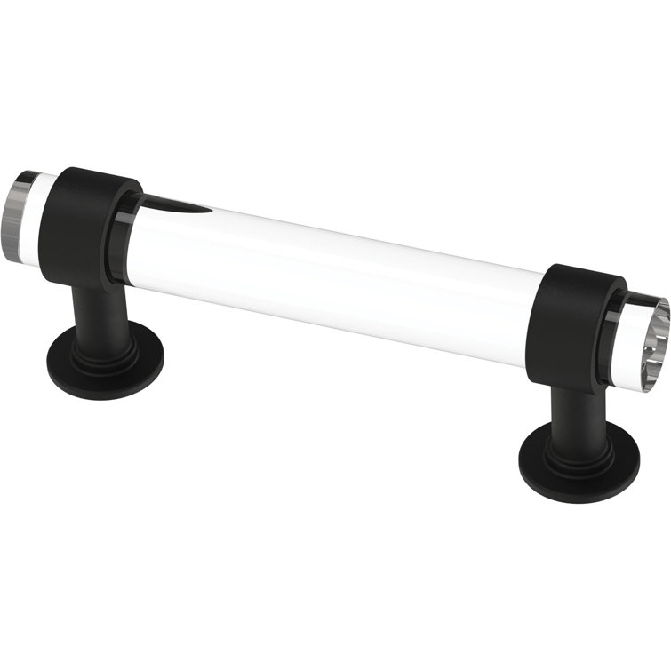 Matte Black and Clear Acrylic Bar Cabinet Pulls with Mounting Hardware