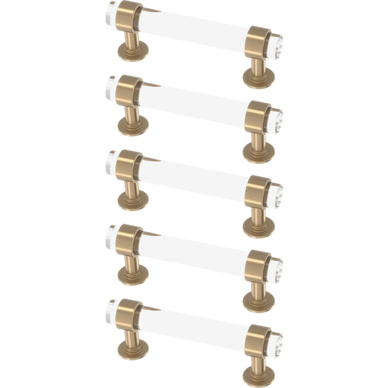 Champagne Bronze and Clear Acrylic Bar Cabinet Pulls Set