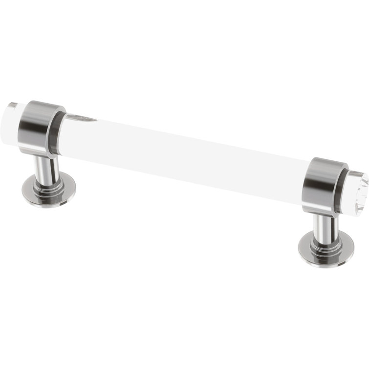Chrome and Clear Acrylic Bar Cabinet Pulls Set of 5