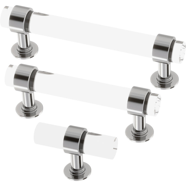 Chrome and Clear Acrylic Bar Cabinet Pulls Multipack
