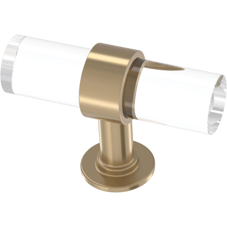 Champagne Bronze and Clear Acrylic T-Handle Bar Knobs (Set of 5)