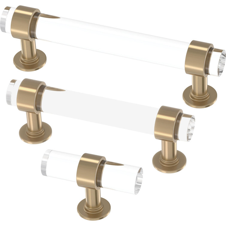 Champagne Bronze and Clear Acrylic T-Handle Bar Knobs (Set of 5)