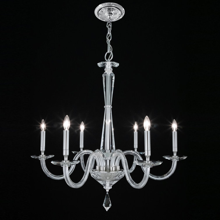 Habsburg Optic Crystal and Polished Chrome 6-Light Chandelier