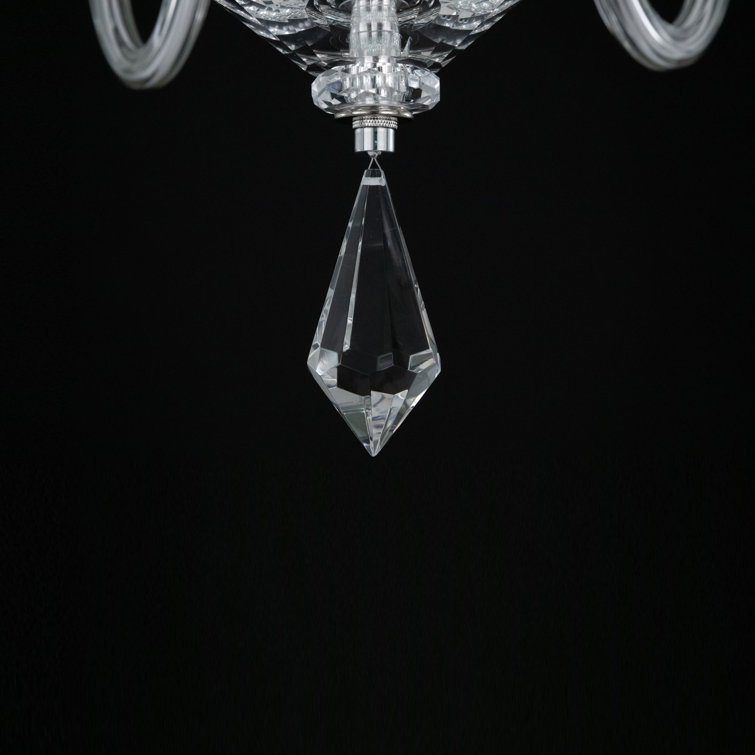 Habsburg Optic Crystal and Polished Chrome 6-Light Chandelier